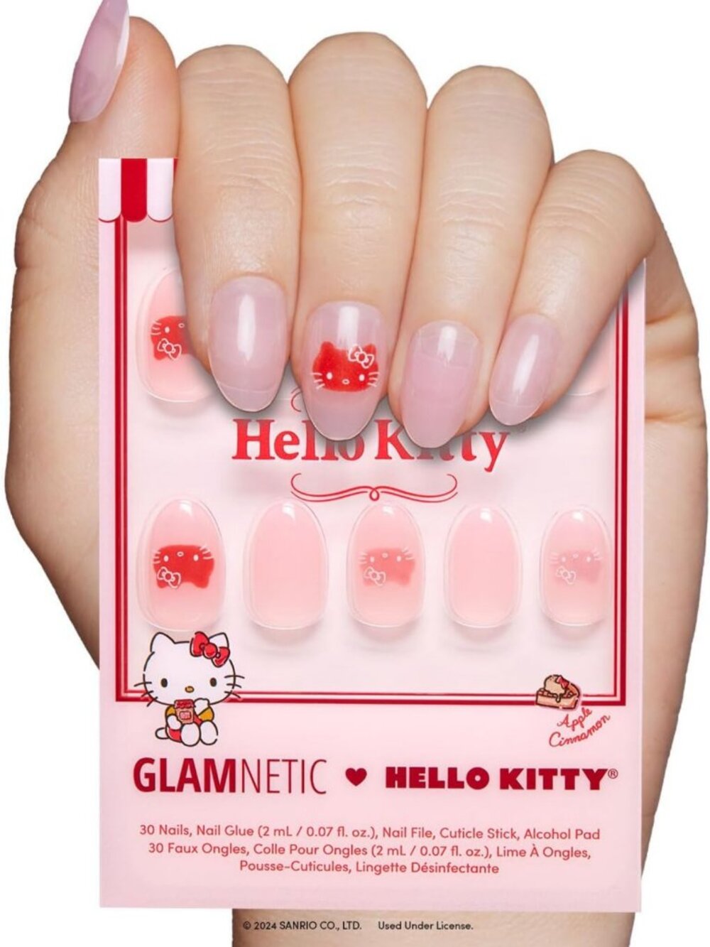 Cute Press-On Nails Set | 30pcs Hello Kitty Design | Glamorous Nail Art